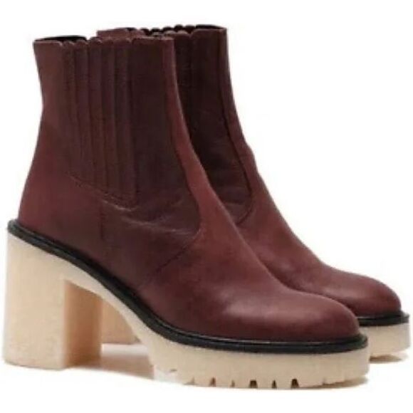 Free People $188 James Chelsea Boots Leather Cherry Chocolate sz 40 US 9 - Picture 3 of 14